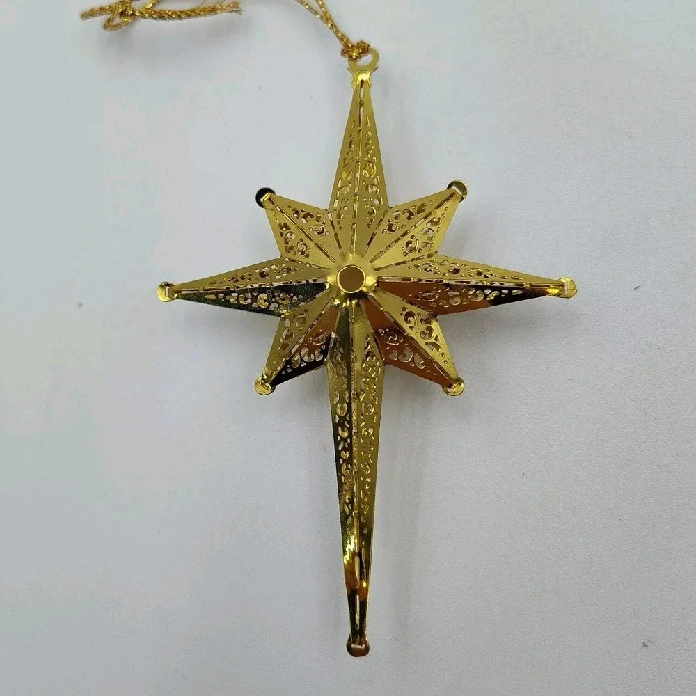 1980's VTG Bright Golden Tone Hanging Star Ornament Very rare‎ unique SEE📏📸